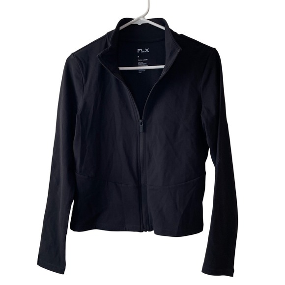 FLX Jackets & Blazers - FLX Full Zip Jacket Women's Medium Black Stretch Travel Leisure‎ Mock Neck New